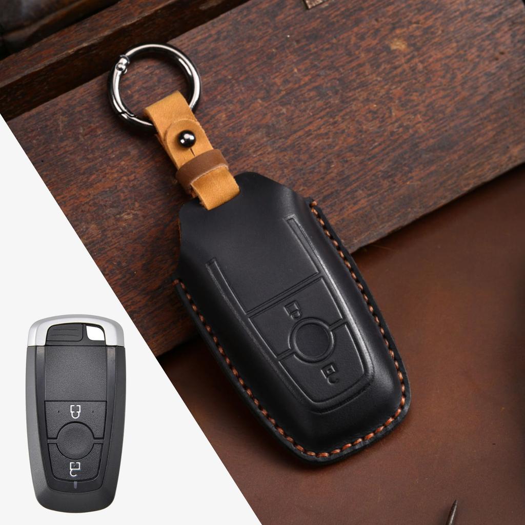 Suitable for Ford Key Bag Fox Mondeo Set Edge Leather Case Crazy Horse Leather Key Bag Set Buckle