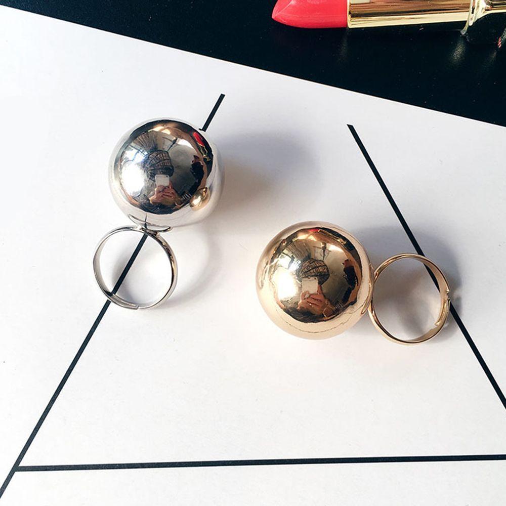 Gift Jewelry Women Ring Adjustable Opening Ring Large Metal Ball