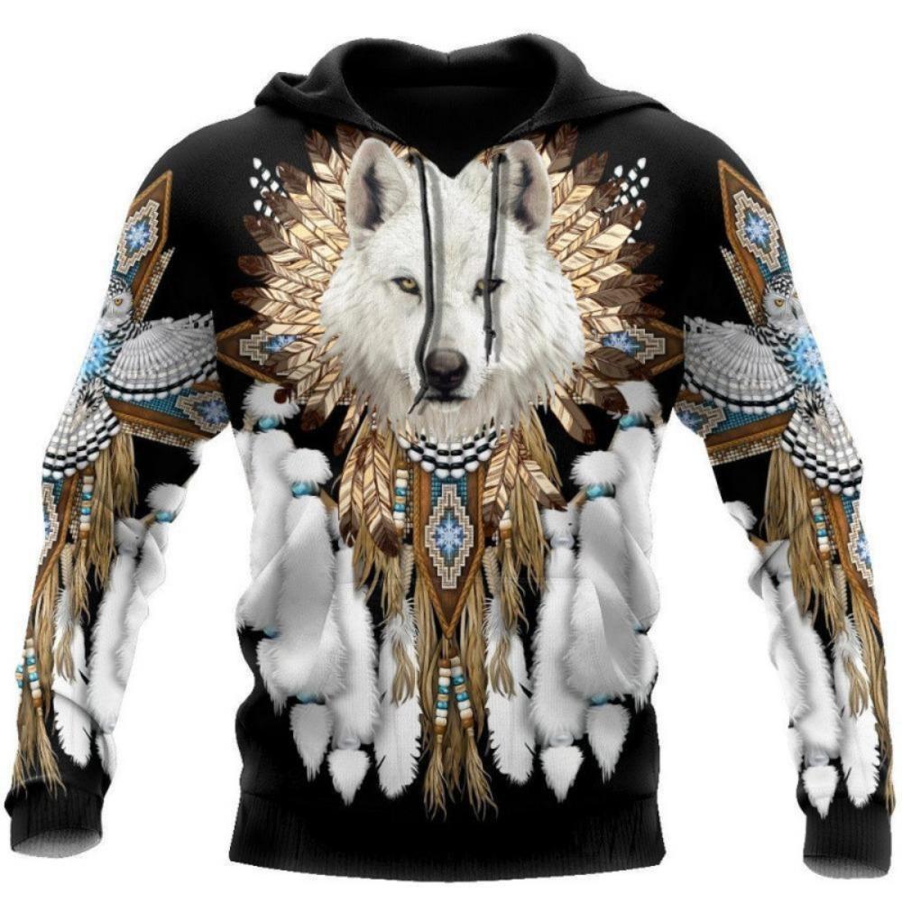 Fox and Wolf 3D Digital Printed Men's Street Trendy Hoodie Sweatshirts