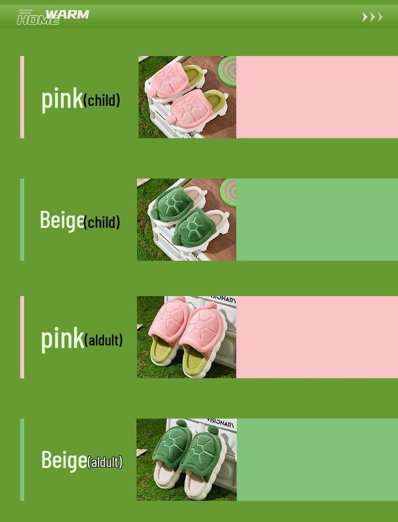 Creative Cute Turtle Cotton Slippers for Kids - Warm, Plush, Thick-Soled Winter Indoor Shoes
