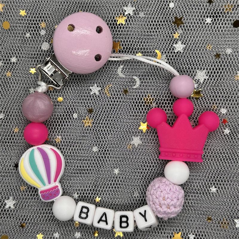 Handgefertigte Personalisierte Schnullerketten mit Namen Schnullerhalter Baby Silikon Regenbogen Schnullerhalter Kette Baby Beißring Geschenk