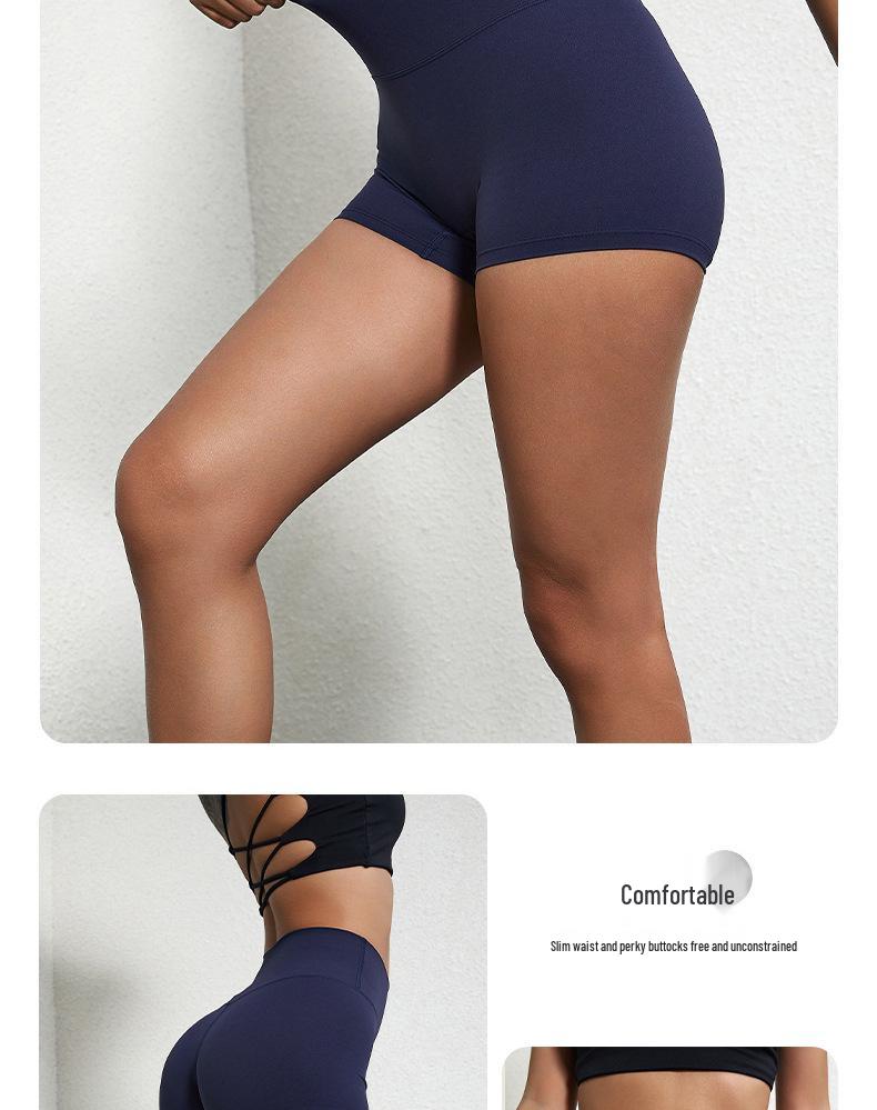 Plain Color High-Stretch Yoga Shorts - Soft, Three-Quarter Length Base Layer