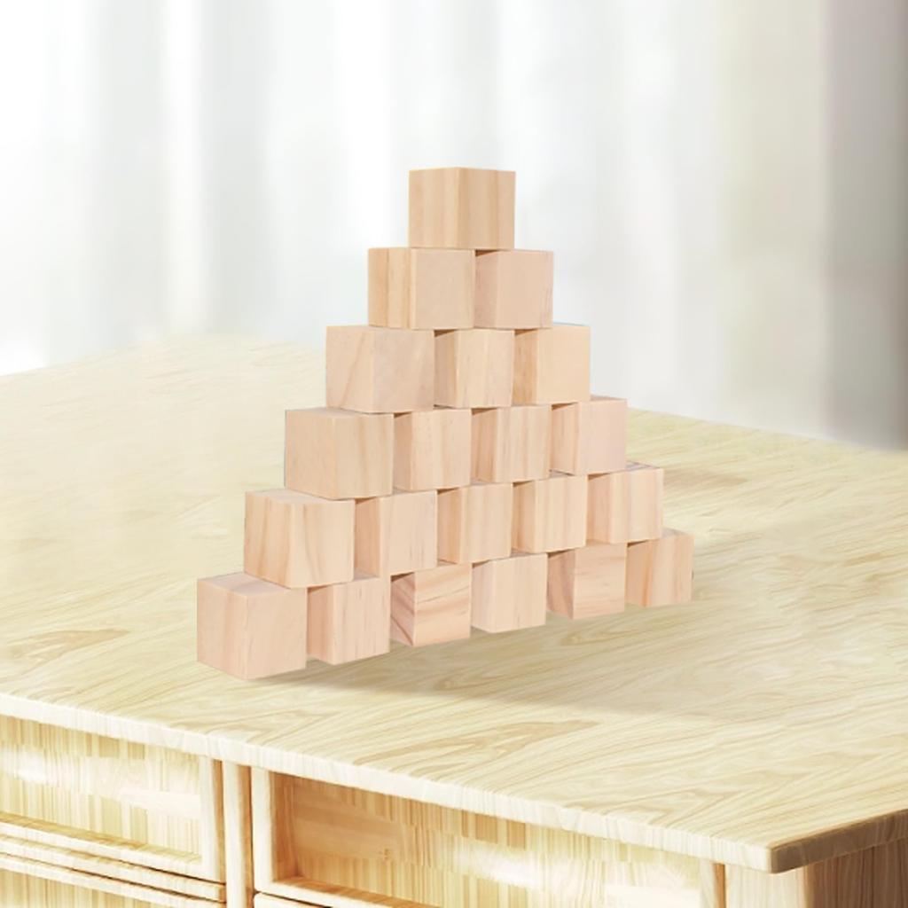 Enkrio Lemn Lemn Construcție Lemn Formă Set de Artizanat DIY și Lemn Natural Netratat Cuburi Nevopsite, Blocuri, Cuburi, Blocuri, Cuburi, 100, Decorațiune,