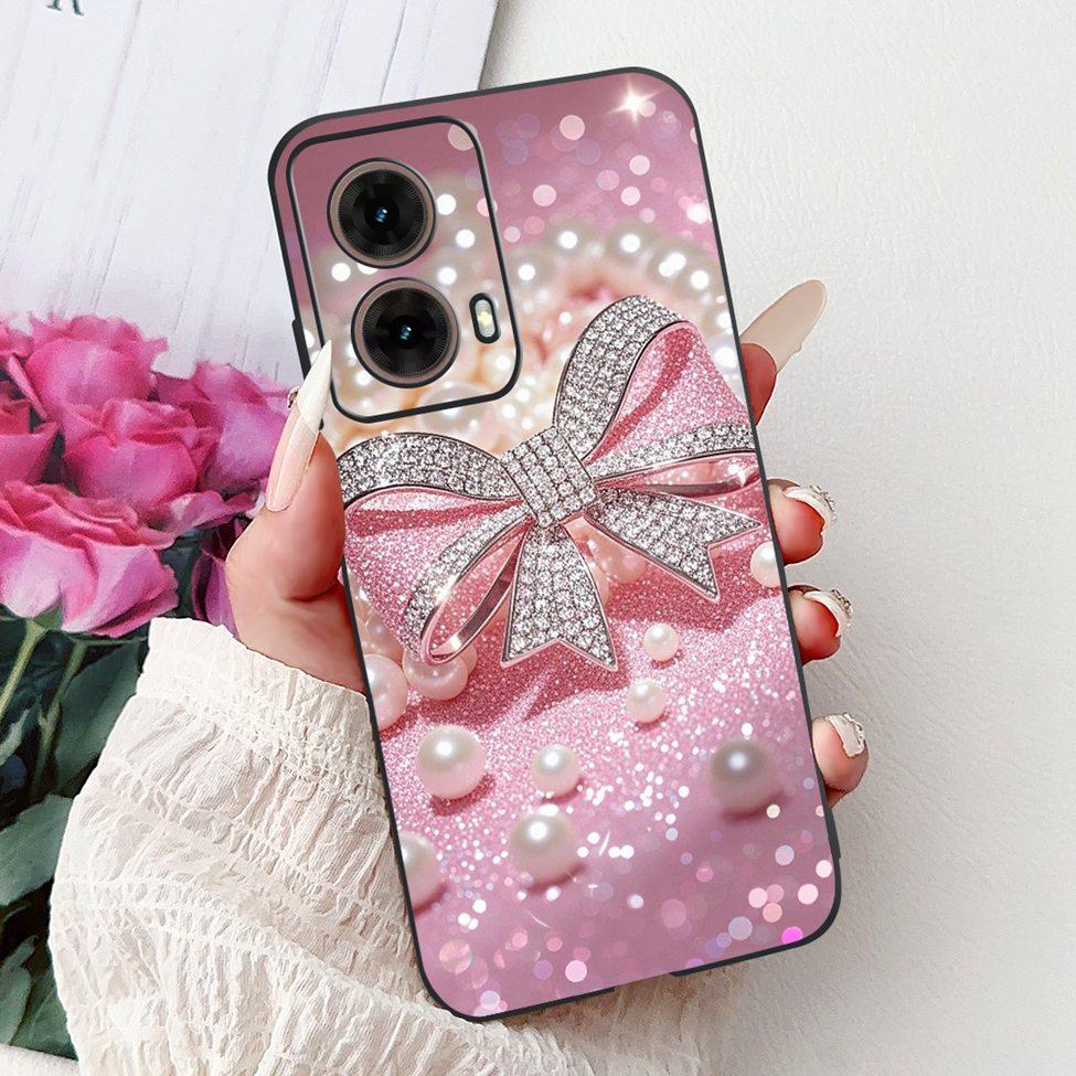 For Motorola Moto G85 Case Silicone Cute Cat Fashion Flowers Painted Back Cover For Motorola G85 Moto G85 Phone Case XT2427-3