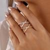 Luxury Cubic Zirconia Geometric Rings For Women Cross X Shape Copper Paved CZ Finger Ring Wedding Party Daily Versatile Jewelry
