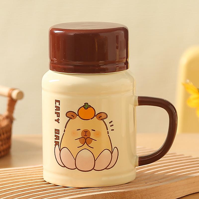 Mug With Lid Kapibara Creative Cup Cute Ceramic Water Cup Home Opening Event Souvenir 301-400ml