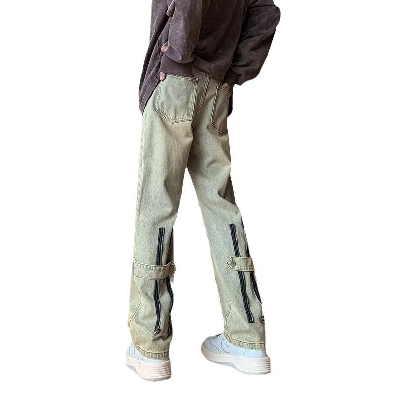 Blugi Denim Drepți Retro Spălați Harajuku pentru Bărbați