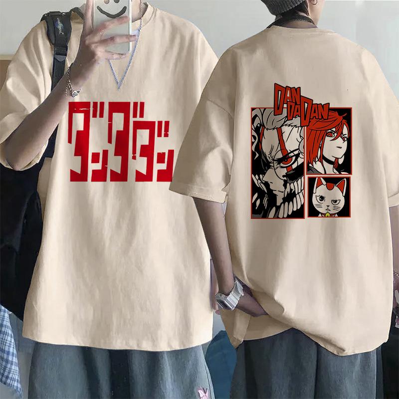 Retro Mange Men's T-shirt Japanese Anime Gothic T-shirt Dandadan Okarun90s Casual Loose T-shirt Versatile Streetwear