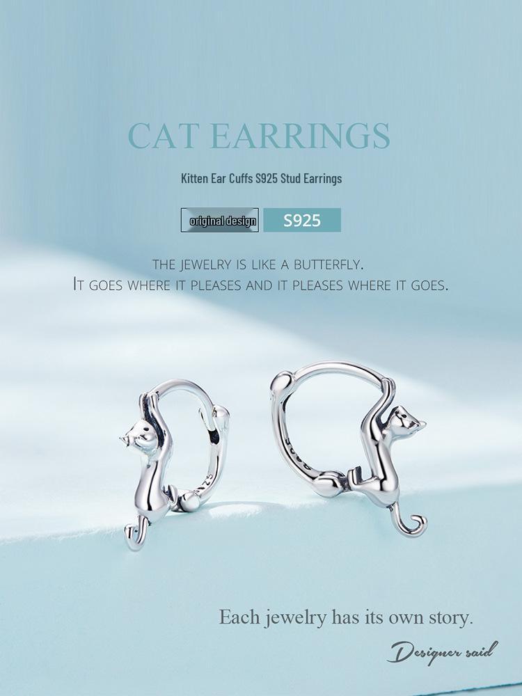 Avle S925 Sterling Silver Cat Ear Stretch Earrings