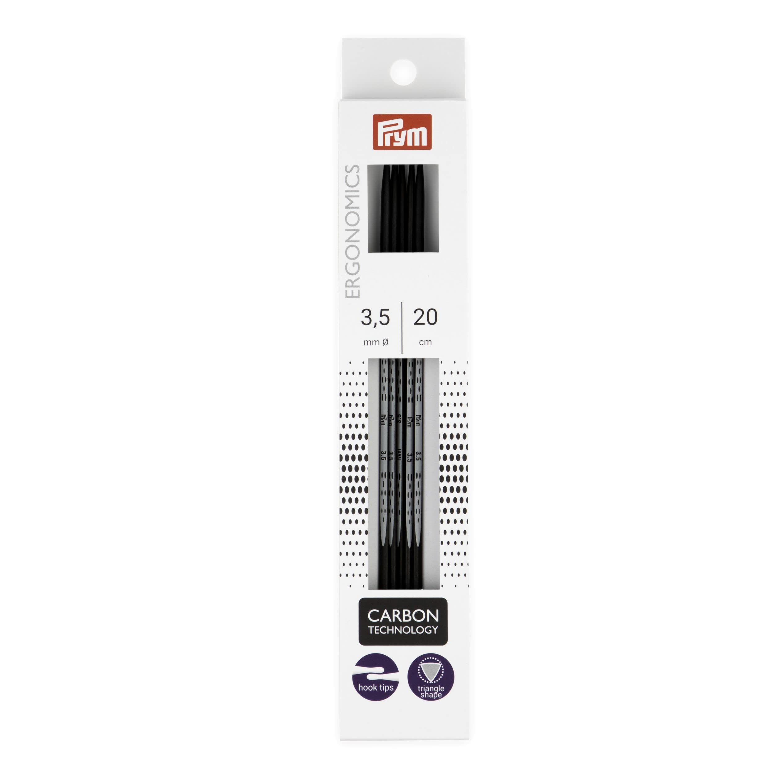 Prym Egonomic Carbon Knitting 5 PRM194223 Needles, Needles, 20cm, 3.5mm, чёрный