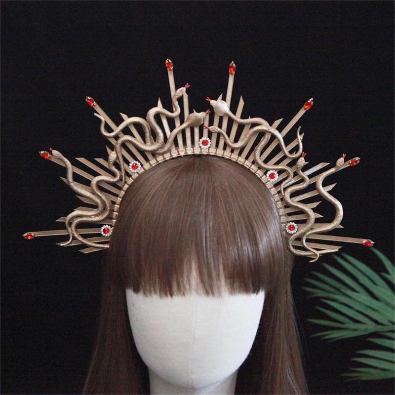Unique Snake Crown Headband Mythology Style Adjustable Headband Perfect for Halloween Parties and Stage Performances
