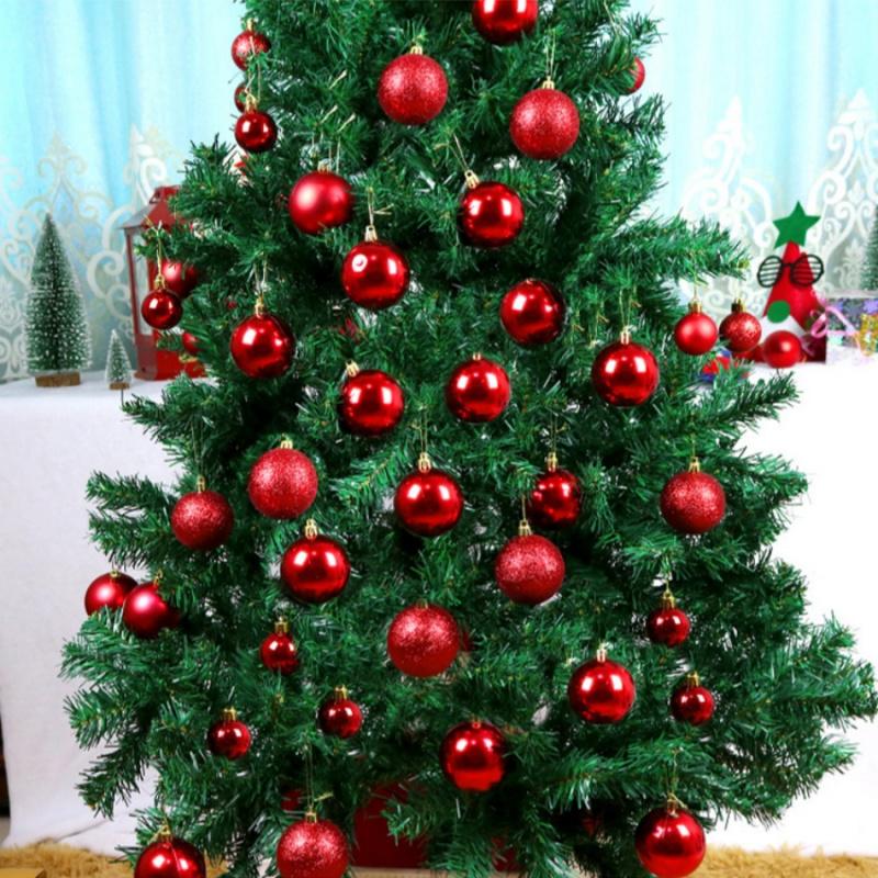 24pcs/Red Christmas Ball Box Christmas Tree Decoration Set Christmas Tree Ornaments Shiny Matte Sequin Garland Decoration Hangin