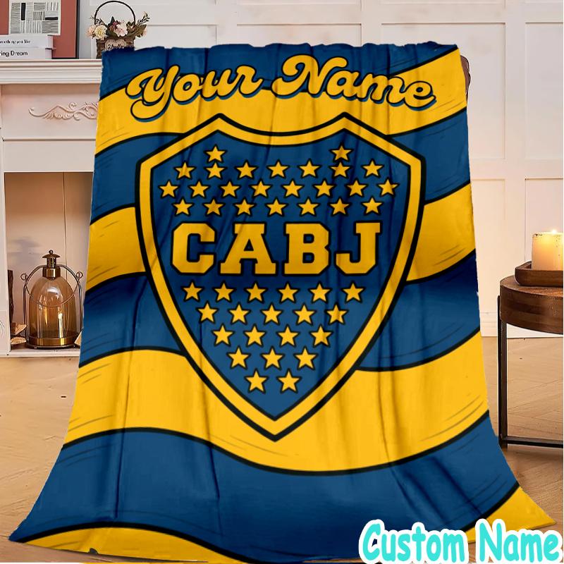Custom Name Boca FC Crest Design Flannel Blanket Seasonal Universal Blanket For Indoor/outdoor, Perfect For Bedroom Sofa birthday gifts