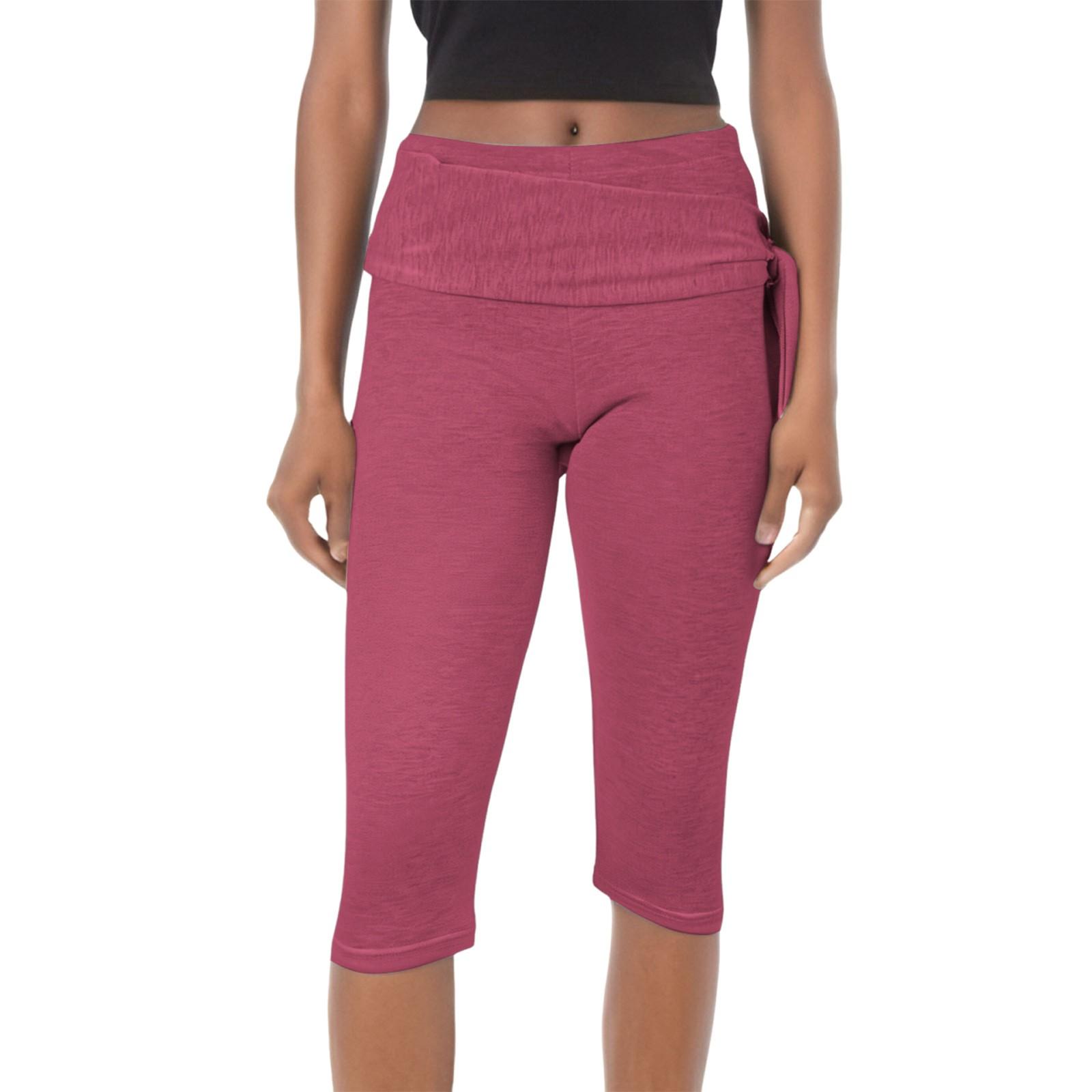 

Женские облегающие брюки с низкой посадкой, эластичным поясом и двумя укороченными леггинсами, повседневные штаны для йоги с подъемом бедер L винный