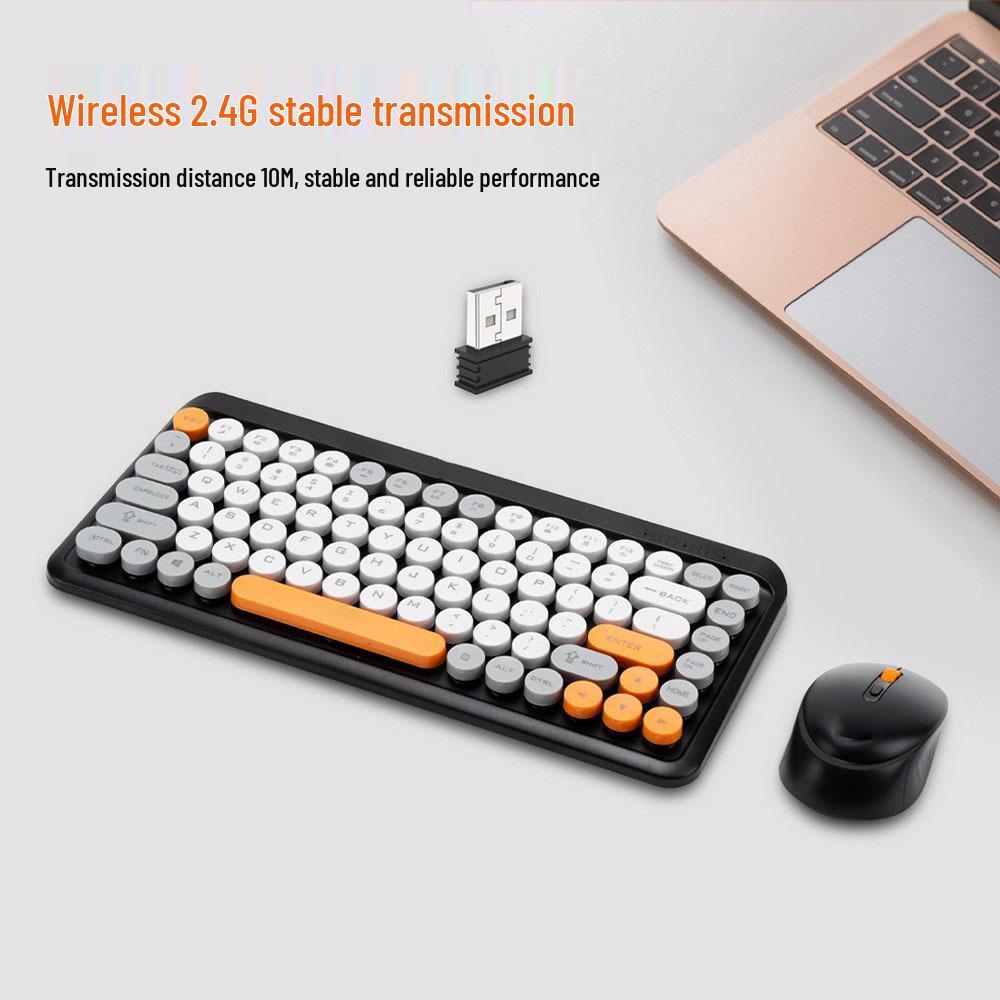 T968 Retro Wireless Punk Keyboard & Mouse Set - Colorful 2.4G Hot Sale