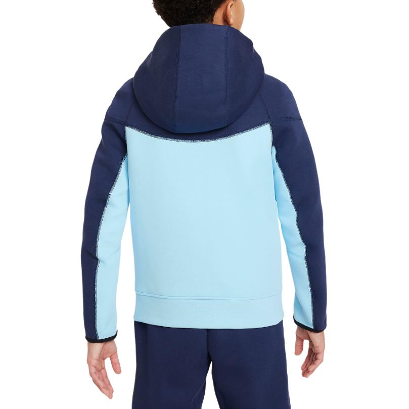 Nike Full-Zip Hooded Jacket With Colorblock Letter Print Kids Tops Blue FD3285-410