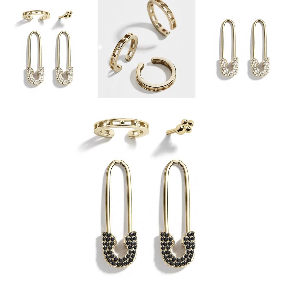 Sophisticated Alloy Earring Set With Rhinestone Details Minimalist Four-piece Set