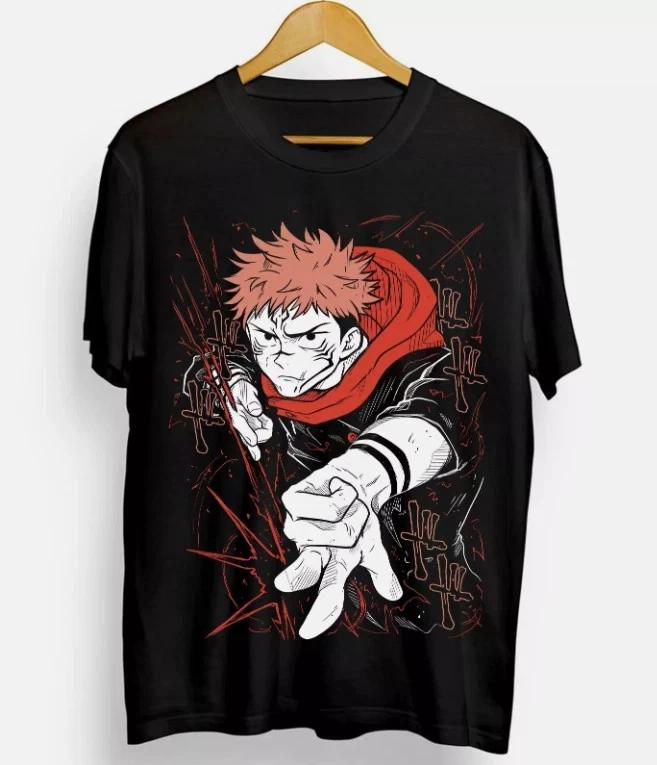 Anime Gojo TShirt Megumi Itadori Yuji Jujutsu Kaisen Sukuna Black Tee S