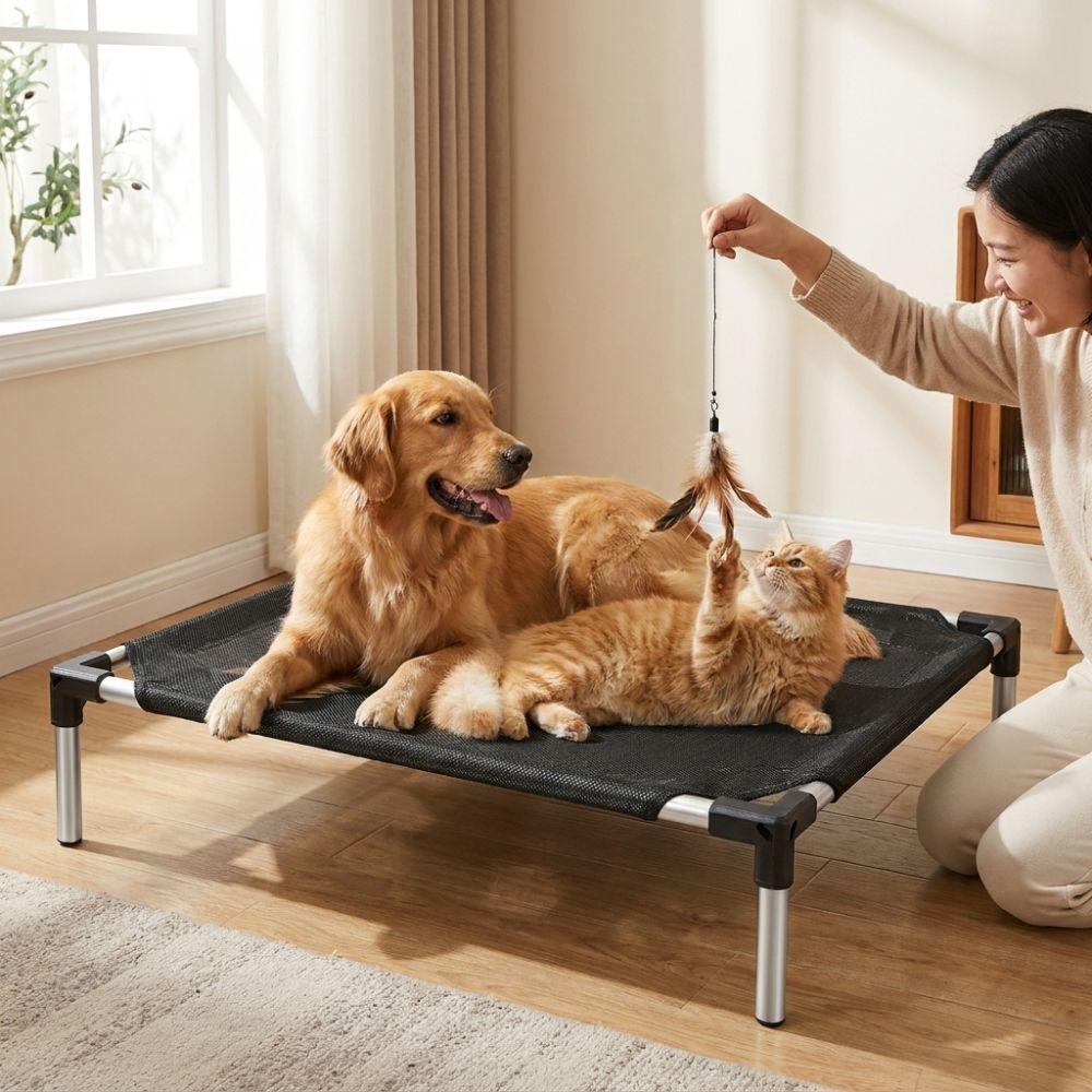 Chew Proof Pet Cat Cot Breathable Mesh Cat Hammock Washable Elevated Dog Bed All Seasons