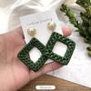 Vintage Mori Grass and Rattan Woven Handmade Earrings Bohemian Vacation Style Stud Earrings Female Ethnic Style Summer Ear Jewelry