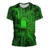 Summer Kids Short Sleeve T Shirt Round Neck 3D Circuit Board Print Loose Fit For Outdoor Play Daily Casual Outings
