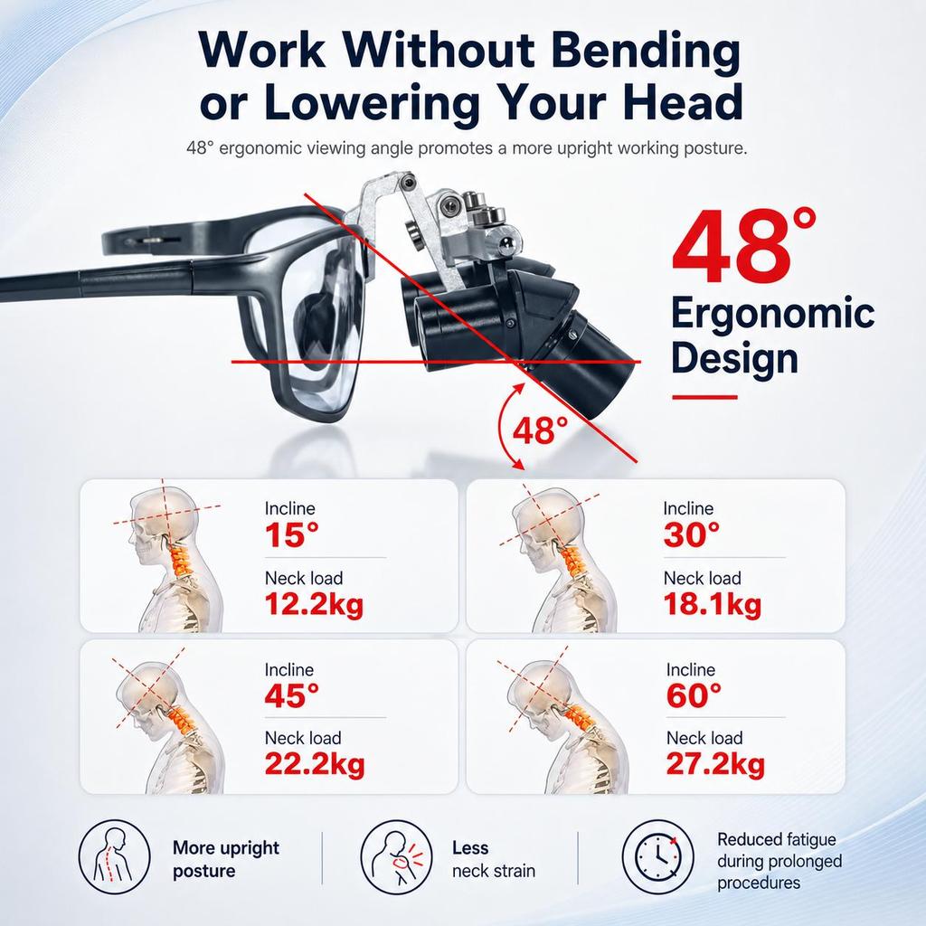 Ergo Optical Dental Loupes 48° 6X Flip Up Loupes for Oral Surgery Comfortable Alternative To Bending And Lowering Head