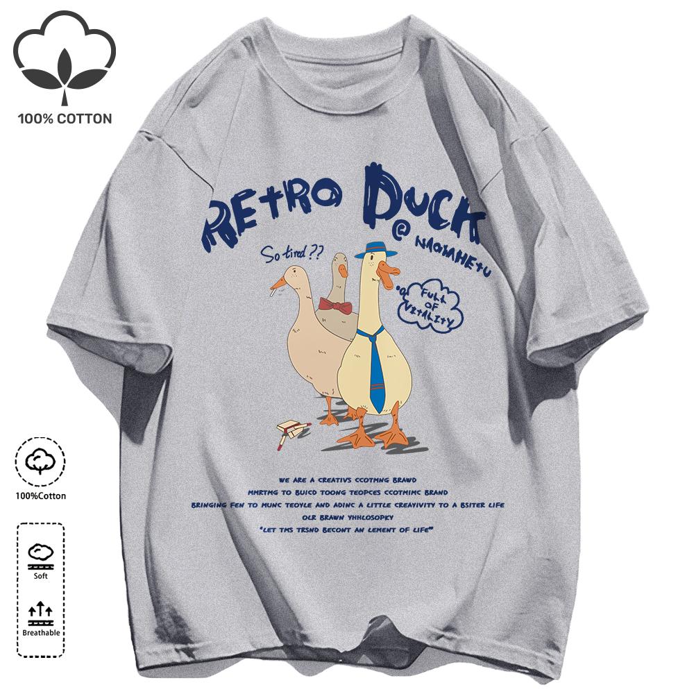 Classic Color Scheme T-Shirts For Unisex Retro Oversized Short Sleeves Fashion Couple Clothes Unisex Simple Basics Clothing