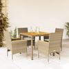 VidaXL Garden Dining Set and Cushions 5pcs Beige Rattan Acacia, Outdoor Dining Set, Furniture of 3278640