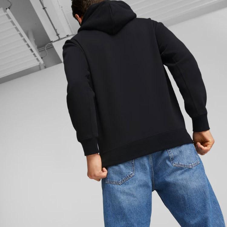 PUMA men's black long-sleeve pullover hoodie with logo print