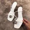 Fashion Cryatal Lurxury Women Slippers Elegant High Heels Clip Toe Shoes Fashion Pumps Summer 2025 Trend Slides Dress Zapatillas Mujer