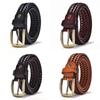 Waistband Weave Belt Men 3.5cm Width Braided Waist Belt Luxury Woven Leather Belts  Male