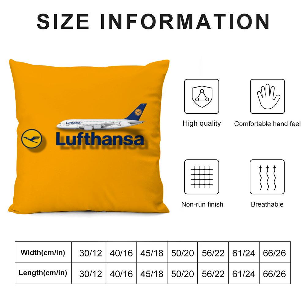 L-Lufthansa German Airlines Cushion Cover Soft Plush Fabric Double-Sided Printed Sofa Cushion Cover For All Seasons Home Decor