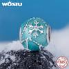 WOSTU 925 Sterling Silver Snowflake Stopper Beads Heart Butterfly Charms Pendant Fit Bracelet Necklace Xmas New Year DIY Gift