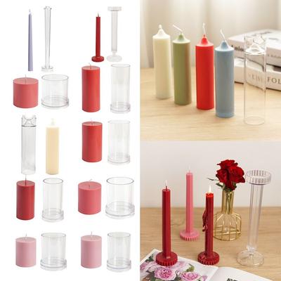 Dinner Party Handmade Clear Clay Tools Soap Molds Church Cylindrical Candle Mould Cake Decoration