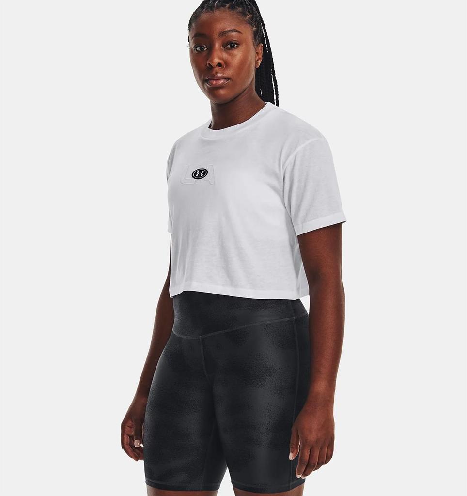 Under Armour Branded Logo Crop T-shirt White