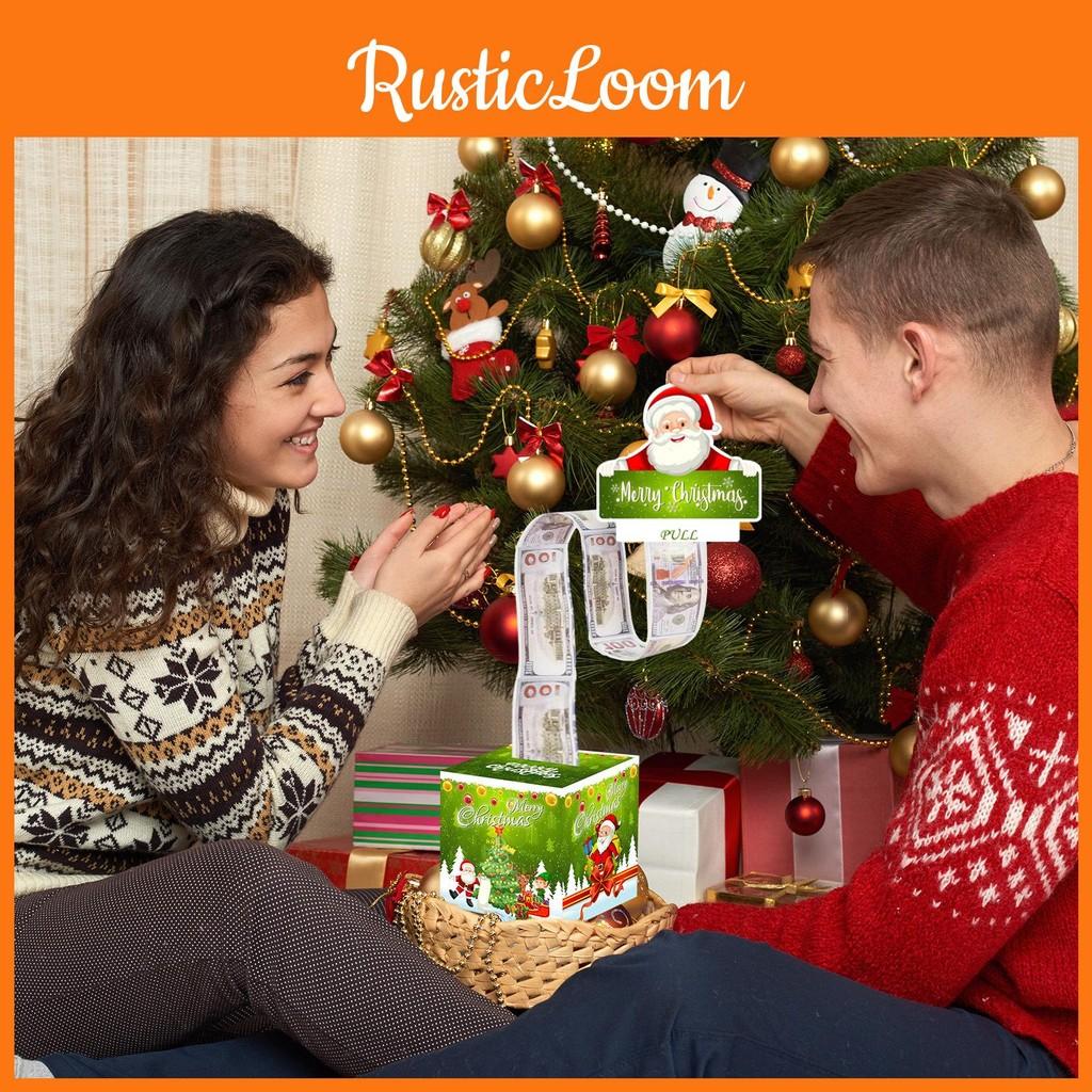 Green Gradient Santa Claus Pattern Paper Box Christmas Decoration Props For Gift