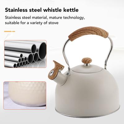 1PC Whistling Tea Kettle Stainless Steel 2.5L with Ergonomic Handle Beige Teapot and Whistling Pot