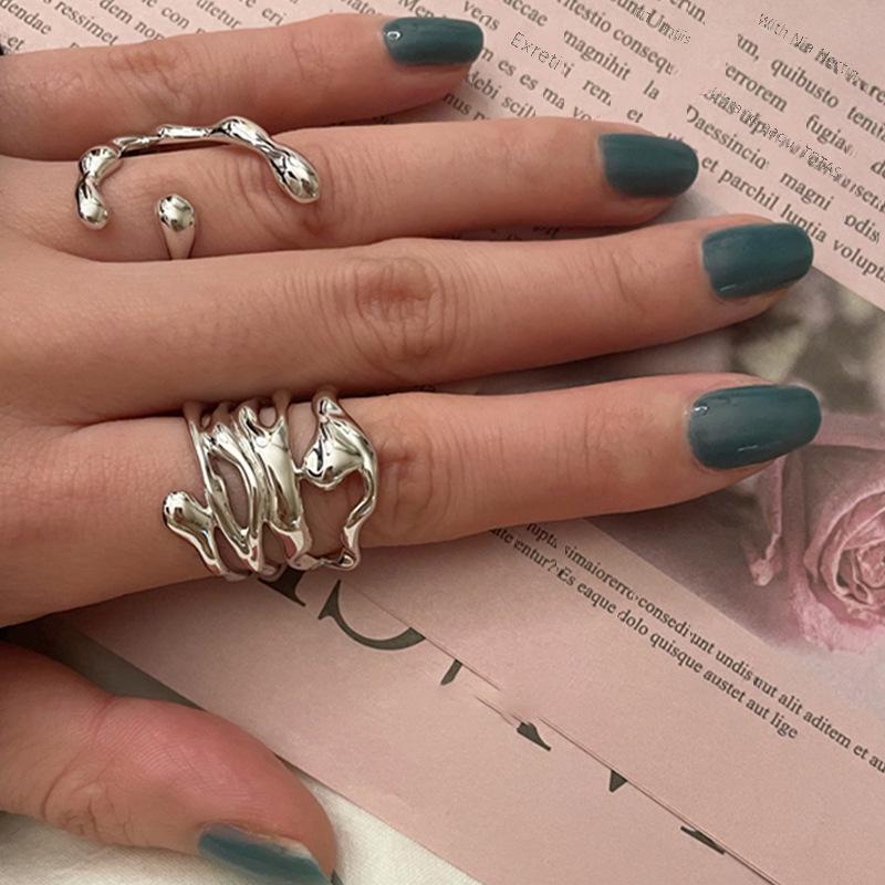 Exaggerated S925 Silver Retro Open Ring for Women - Irregular, Trendy, Cool Index Finger Design