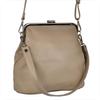 Women's Beige Handbag, Natural Leather, with Clasp