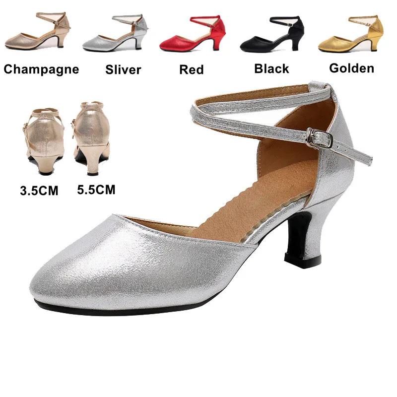 Standard-Damenschuhe Perlmutt Damen Standard-Tanzschuhe Geschlossene Zehen Salsa-Schuhe Gummi Weiche Laufsohle Modern Dance Niedriger Absatz