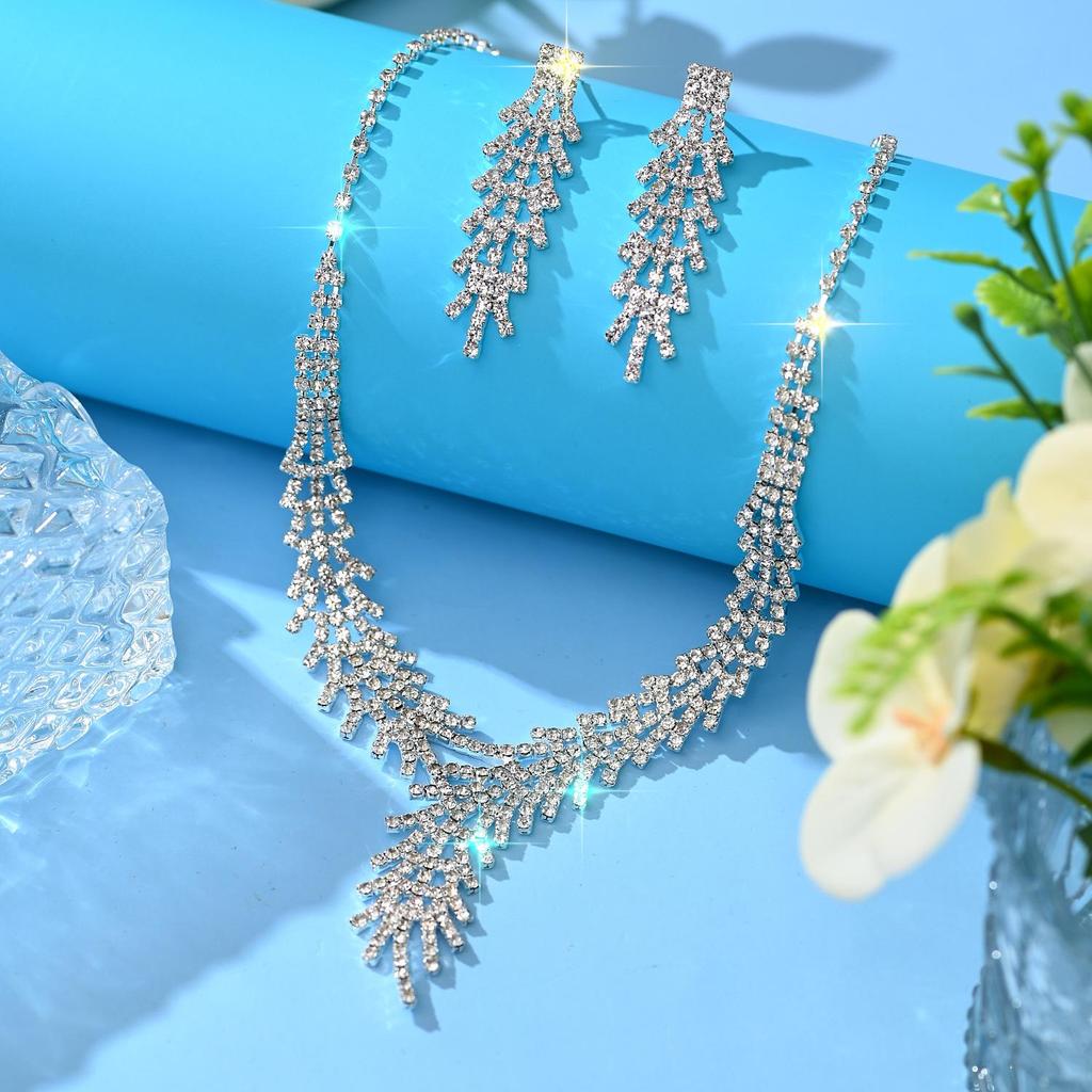 Luxury Bridal Rhinestone Necklace & Earring Set for Women