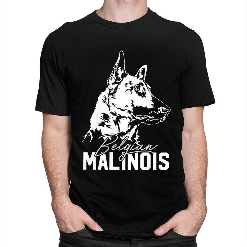 Custom Male Belgian Malinois Dog T Shirts Short Sleeves Cotton Tshirt Casual Mechelaar Shepherd Dog Tee Slim Fit Clothes