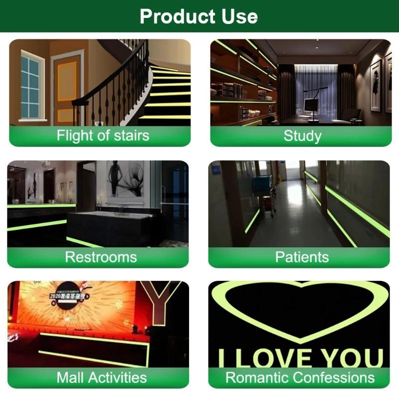 Zelená luminiscenční páska Fluorescenční reflexní samolepicí nálepky Výstražná bezpečnostní DIY domácí dekorace Festivalová párty Výstražná páska
