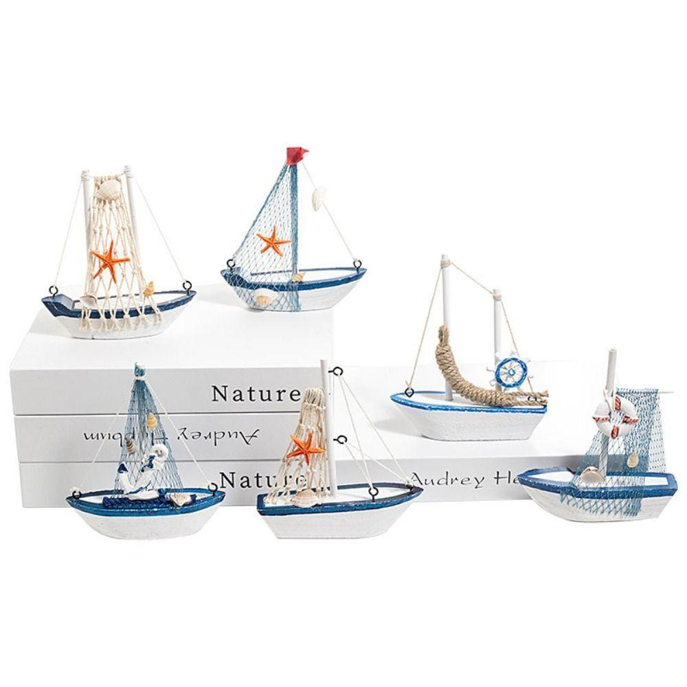 Home Decoration Miniature Figurines Sailboat Ornaments Sailing Model Micro Landscape Sailing