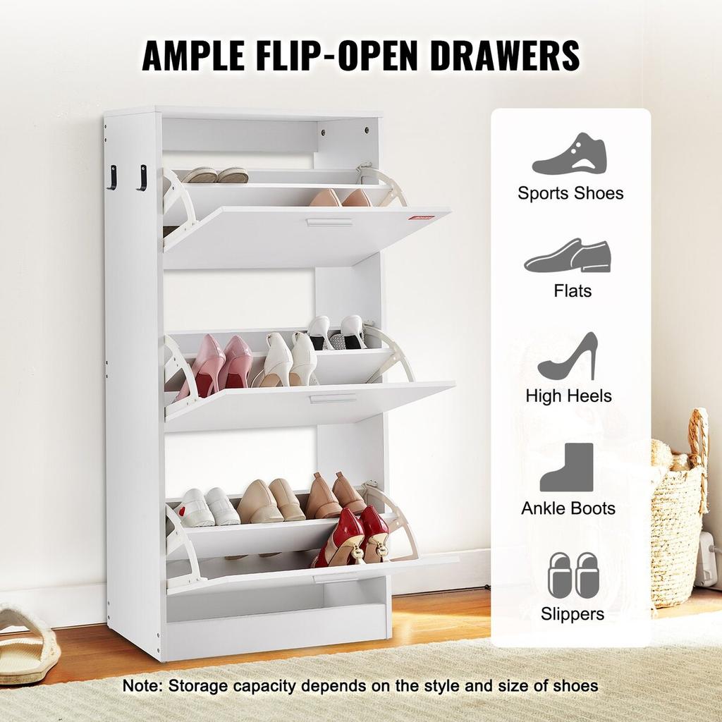 Shoe Cabinet with 3 Flip Drawers Shoe Storage Cabinet for Entryway