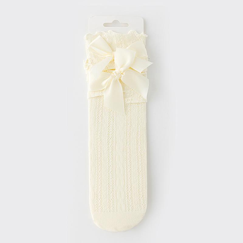 Korean Style Kids Mid-Calf Bow Lace Socks - Breathable, High Elastic, Cute Princess Design One Size (2-12 years)