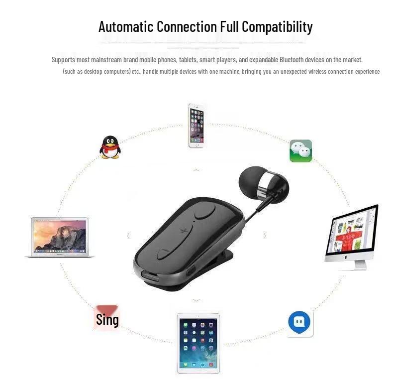 Model K36 Bluetooth Business Sports Headset with Retractable Cord and Call Vibration Alerts