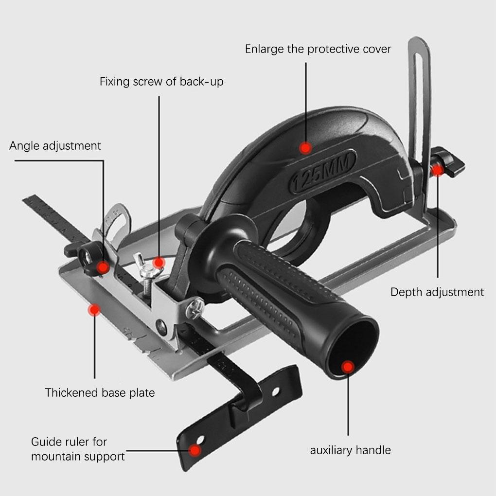 Angle Grinder Base Detachable Professional Protective Cap 0-45 Degree Depth Adjustable Woodworking Metalworking Bracket