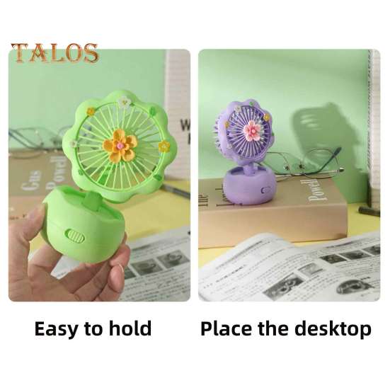 Handheld Mini Fan with Powerful Motor Strong Airflow Low Noise Portable USB Rechargeable Desktop Silent Cooling Fan