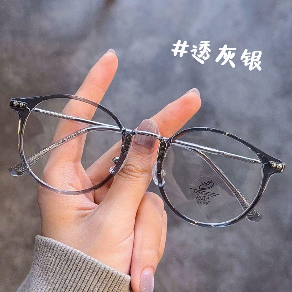 Retro Tortoiseshell Frame Square Round Face Large Frame Glasses Myopia Can Be Matched With Degrees Women'S Plain Face White Metal Frame Frame Frame